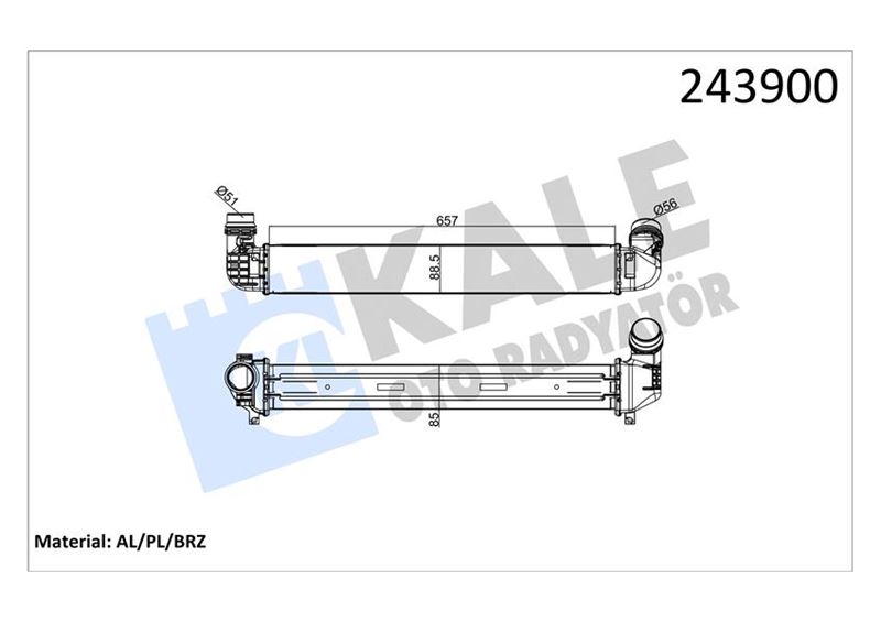 KALE-RADYATOR TURBO RADYATÖRÜ INTERCOOLER FLUENCE 10 1.5DCI 657x89x85 2 SIRA ALB SİSTEM 144960024R-144966078R OEM: 144960024R-144966078R - KALE 050CAC050 kodlu oto yedek parça görseli