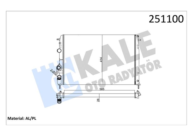 KALE-RADYATOR RADYATÖR MGN 2.0I 16V-MGN CLASSIC 1.4I 16V 2 SIRA AL PL SİSTEM OEM: 8200189286 - KALE 0520262AL kodlu oto yedek parça görseli