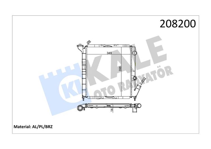 KALE-RADYATOR RADYATÖR AL/PL/BRZ 9 GTL-EXPRESS 1.1 OEM: 7700773968-7702146438-7702159882 - KALE 0530301AB kodlu oto yedek parça görseli