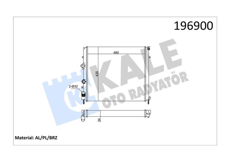 KALE-RADYATOR RADYATÖR KNG 97 1.9D KLİMASIZ MEK 479x442x34 1 SIRA ALB SİSTEM 8200747214-7701352898-7700312858 OEM: 8200747214-7701352898-7700312858 - KALE 0534351AB kodlu oto yedek parça görseli