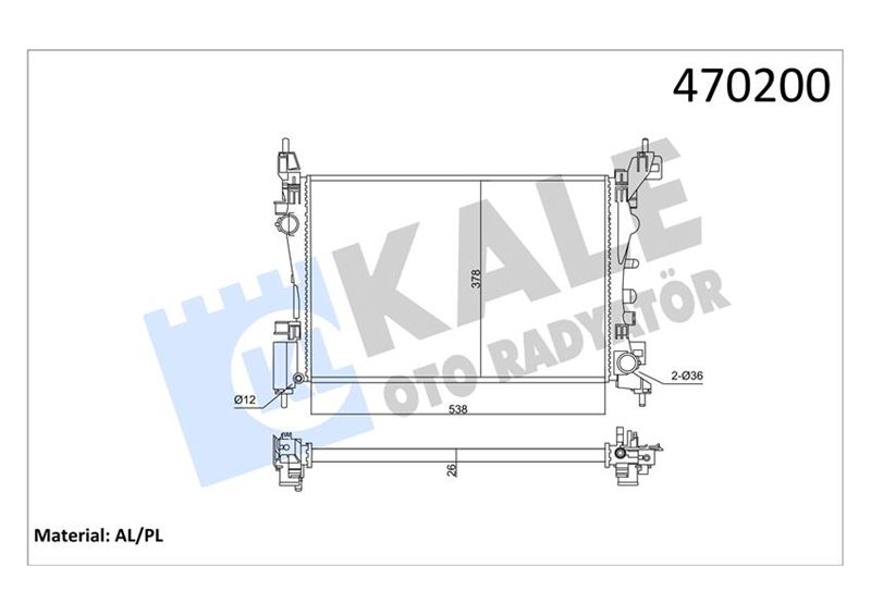KALE-RADYATOR MOTOR SU RADYATÖRÜ OPEL CORSA D-CORSA E 1.2-1.4 A12XER A12XEL B12XEL A14XER B14XER 11 540x378x23 351220 1300312-1300339-13249566-13399870 OEM: 1300312-1300339-13249566-13399870 - KALE 2501082AL kodlu oto yedek parça görseli