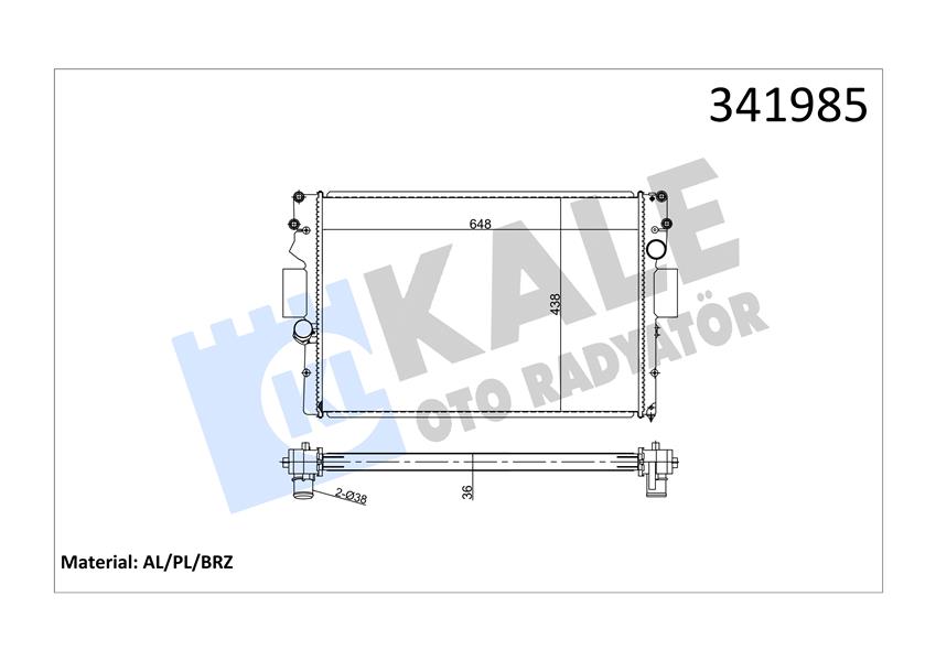 KALE-RADYATOR SU RADYATÖRÜ IVECO DAILY III-IV 06-11 MT BRAZING 648x438x36 500039637 OEM: 504045487-504045489-504084141 - KALE 341985 kodlu oto yedek parça görseli