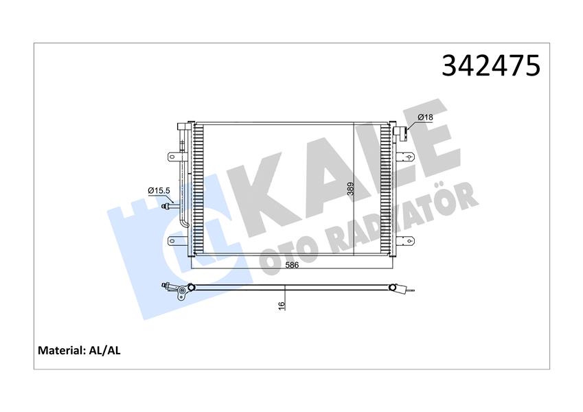KALE-RADYATOR KLİMA KONDENSERİ AUDI AUDI A4 SEAT EXEO-EXEO ST AL-AL OEM: 8E0260403H-8E0260403L-8E0260403N - KALE 342475 kodlu oto yedek parça görseli