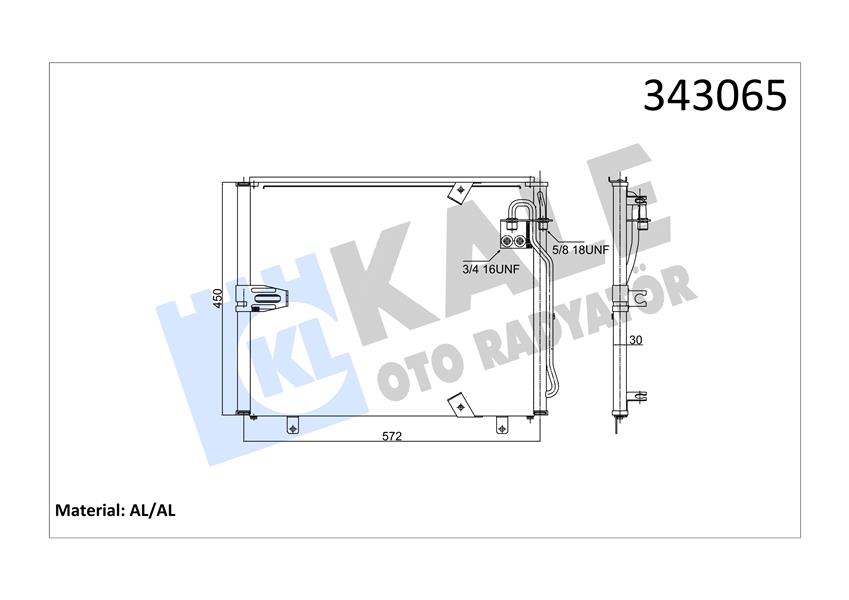 KALE-RADYATOR KLIMA RADYATORU BMW E32 E34 OEM: 64536965952 - KALE 343065 kodlu oto yedek parça görseli