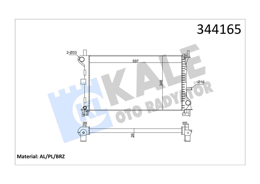 KALE-RADYATOR MOTOR SU RADYATORU FOCUS I 1.6 16V / 2.0 16V 98 04 OTOMATIK SANZM. 600 348 26 ME98AB8005DF-98AB8005KF-1671967 OEM: ME98AB8005DF-98AB8005KF-1671967 - KALE 344165 kodlu oto yedek parça görseli