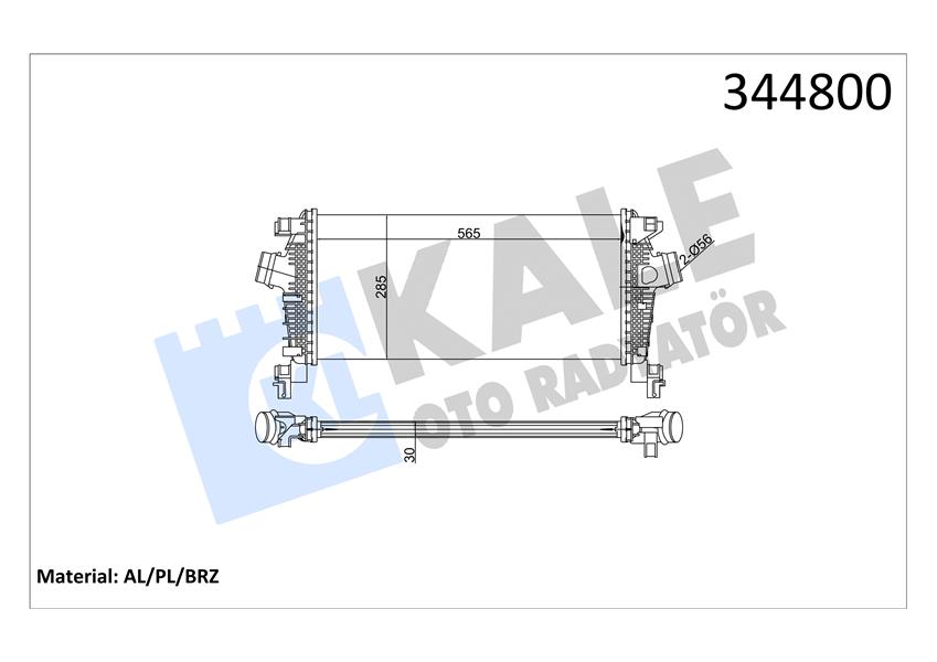 KALE-RADYATOR TURBO RADYATÖRÜ INTERCOOLER ASTRA J-CRUZE J305 AL/PL/BRZ 565x280x30 1302144-13267646 OEM: 1302144-13267646 - KALE 344800 kodlu oto yedek parça görseli