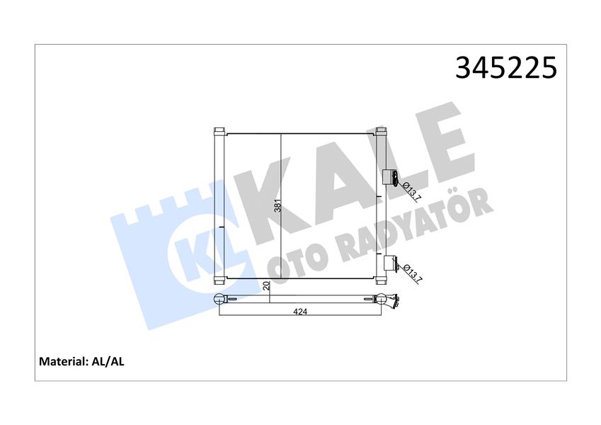 KALE-RADYATOR KLİMA KONDENSERİ FORD KA 1.3i-1.6i 96-08 381x445x16 AL/AL OEM: 5S5119710AA-1026928-1671714 - KALE 345225 kodlu oto yedek parça görseli
