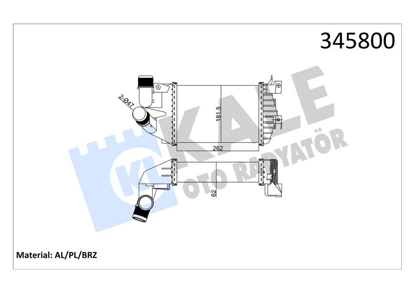 KALE-RADYATOR TURBO RADYATÖRÜ INTERCOOLER ASTRA H-ZAFIRA AL/PL/BRZ 262x181.5x62 6302072-6302076-13213402 OEM: 6302072-6302076-13213402 - KALE 345800 kodlu oto yedek parça görseli