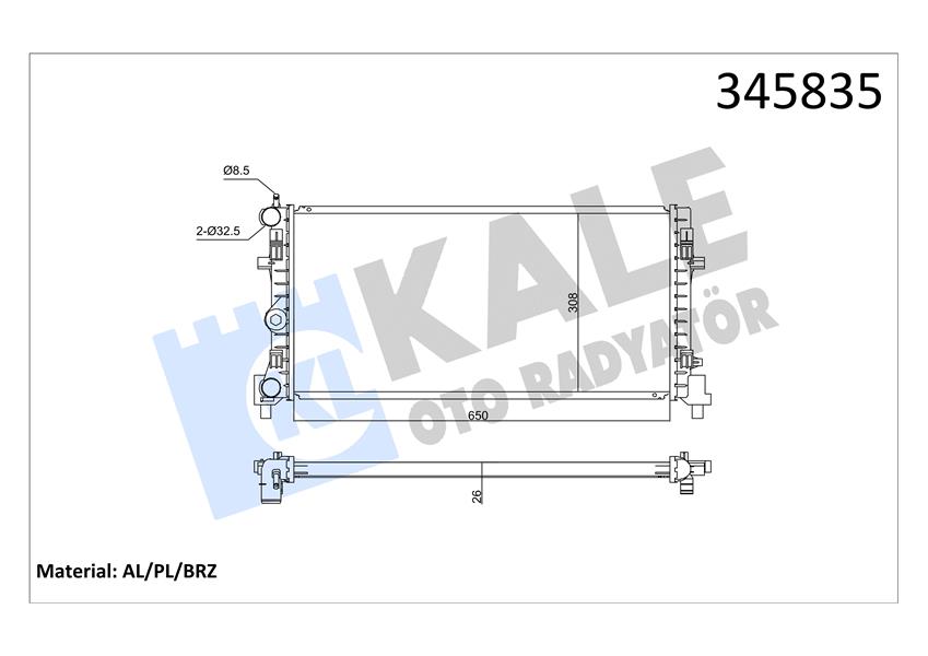 KALE-RADYATOR SU RADYATÖRÜ A1 10 IBIZA IV-TOLEDO IV 08 FABIA II-RAPID-ROOMSTER 06 POLO 09 1.2 1.6 1.9TDI 1.2 1.4TSI 1.2TFSI MT BRAZING 650x308x26 6R0121253N-6RF121253 6R0121253-6R0121253A-6R0121253L OEM: 6R0121253-6R0121253A-6R0121253L - KALE 345835 kodlu oto yedek parça görseli