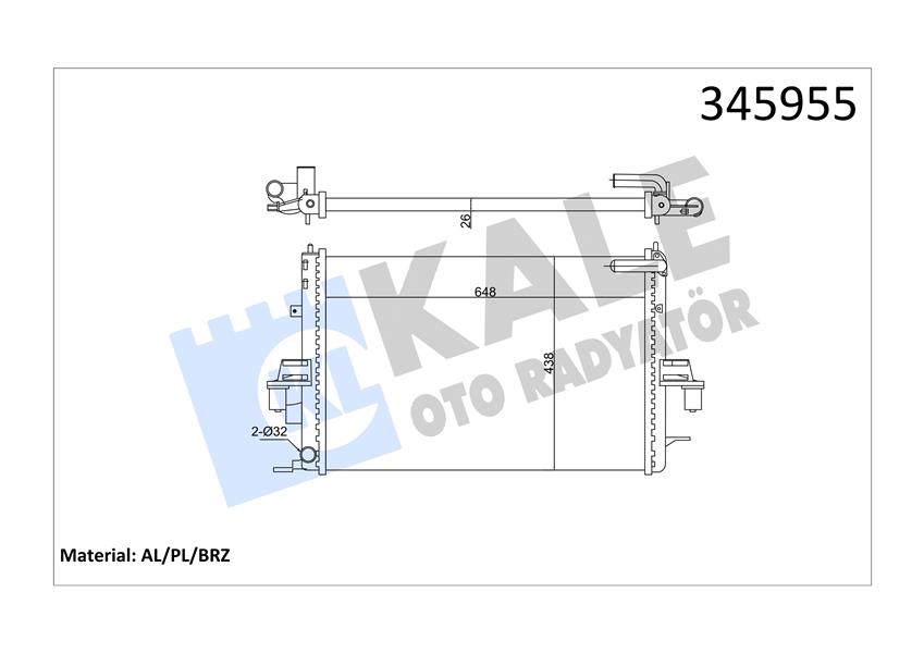 KALE-RADYATOR RADYATÖR AL/PL/BRZ MG ZT-MG ZT-T-ROVER 75 OEM: GRD1055-GRD1080-PCC000960 - KALE 345955 kodlu oto yedek parça görseli