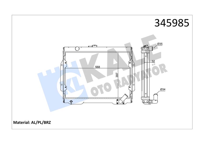 KALE-RADYATOR RADYATÖR L200 AL/PL/BRZ OEM: MB356390 - KALE 345985 kodlu oto yedek parça görseli