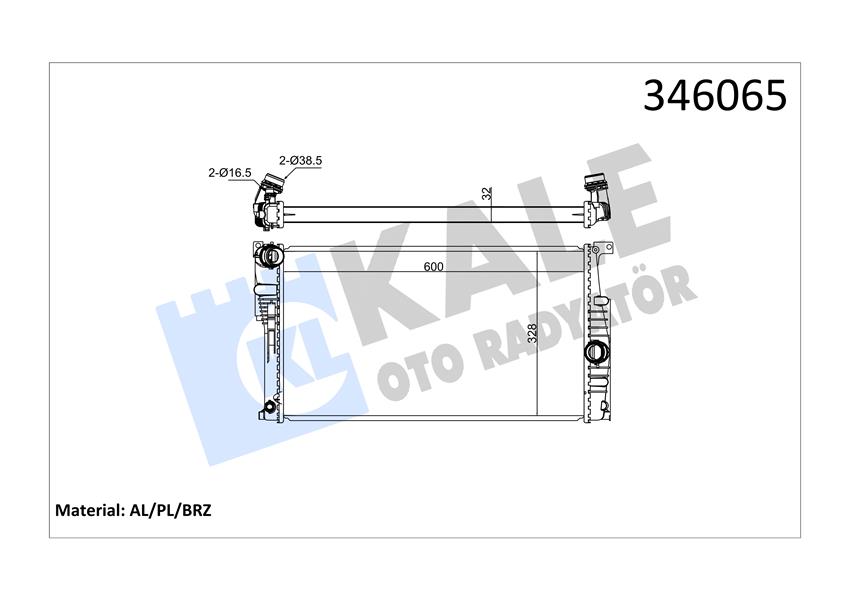 KALE-RADYATOR MOTOR SU RADYATORU BMW N47 N13 B47 F30 F20 F22 F32 F34 F36 17117600516-17118672102 OEM: 17117600516-17118672102 - KALE 346065 kodlu oto yedek parça görseli