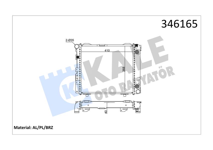 KALE-RADYATOR MOTOR SU RADYATORU MERCEDES W201 W124 S124 C124 KLIMASIZ / OTOMATIK SANZIMAN OEM: A2015002903 - KALE 346165 kodlu oto yedek parça görseli