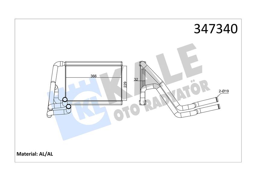 KALE-RADYATOR KALORİFER RADYATÖRÜ HYUNDAI İX35. TUCSON 1.6L G4FD GDİ 11-15 2.0L D4HA CRDİ 10-15 / KIA SPORTAGE 1.6 L G4FJ T-GDI 11-15 2.0L D4HA CRDİ 10-15 - ALEMİNYUM OEM: 971382Y000 - KALE 347340 kodlu oto yedek parça görseli