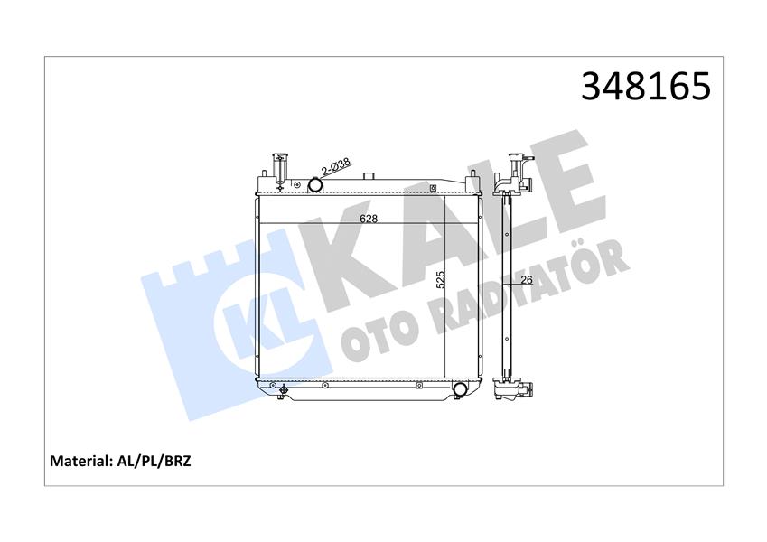 KALE-RADYATOR RADYATÖR AL/PL/BRZ HIACE III-HIACE IV-HIACE V MT OEM: 1640030110-1640030240 - KALE 348165 kodlu oto yedek parça görseli
