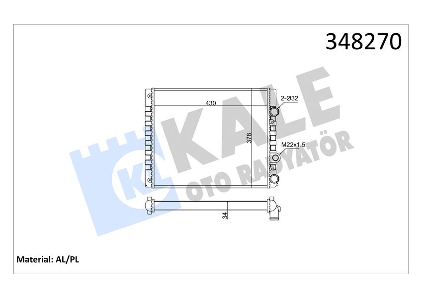 KALE-RADYATOR RADYATÖR AL/MKNK AROSA-VOLKSWAGEN LUPO-POLO 1.4 MT 6N0121201-6N0121253AE-6N0121253K OEM: 6N0121201-6N0121253AE-6N0121253K - KALE 348270 kodlu oto yedek parça görseli