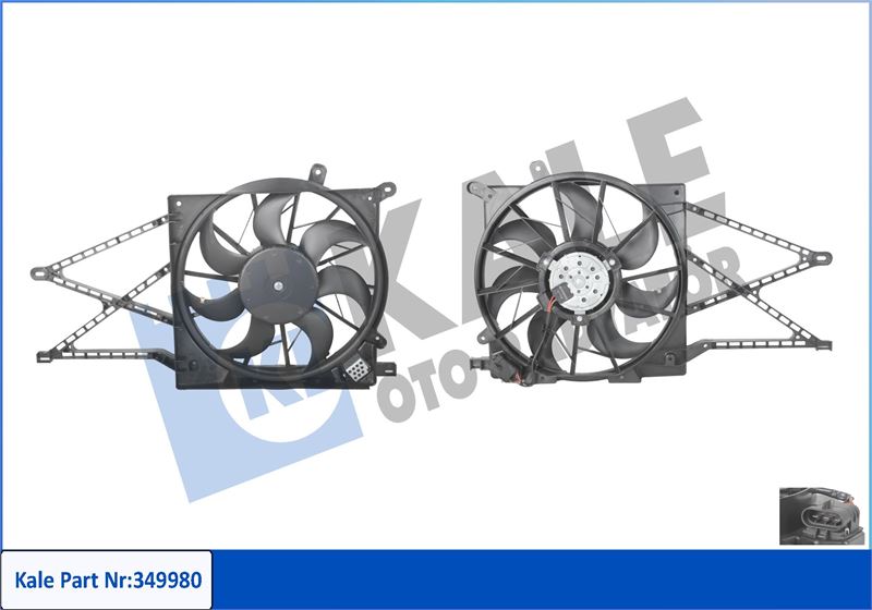 KALE-RADYATOR RADYATÖR FAN MOTORU DAVLUMBAZLI ASTRA G 98 ZAFIRA A 1.2/1.4 16V 1.6I 98 OEM: 24431825-1341344-90570739-1341299 - KALE 349980 kodlu oto yedek parça görseli