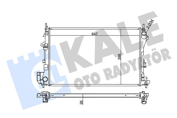 KALE-RADYATOR SU RADYATÖRÜ OPEL VECTRA C 1.6 1.8 1.6 16V 02-08 SAAB 9-3 1.8 2.0T 03-15 MT AC NAC BRAZING 650x398x26 OEM: 1300244-24418338-95524868 - KALE 352200 kodlu oto yedek parça görseli
