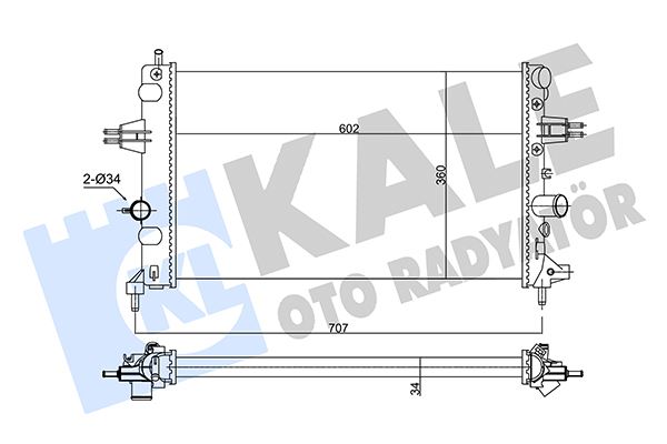 KALE-RADYATOR RADYATÖR ASTRA G 1.6 Z16XEP AC MEK 600x375x26 OEM: 1300270-93179909 - KALE 354105 kodlu oto yedek parça görseli