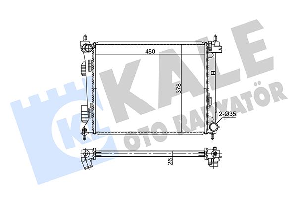 KALE-RADYATOR RADYATÖR BRAZİNG ACCENT BLUE-İ20-KIA RIO DİZEL 11 MANUEL 480x382x26 AL-PL-BRZ 253101R300 OEM: 253101R300 - KALE 354275 kodlu oto yedek parça görseli