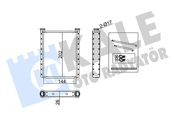 KALE-RADYATOR KALORİFER RADYATÖRÜ TOYOTA YARIS 1.0L 1KR-FE KSP90 06-11 / 1.3L 2SZ-FE SCP90 06-09 / 1.4L 1NDTV NLP9 0 06-09 / 1.3L 1NR-FE NSP130 12- / 1.4L 1NDTV NLP130 12-17 - ALEMİNYUM OEM: 8710752060-871070D050 - KALE 355120 kodlu oto yedek parça görseli