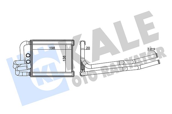 KALE-RADYATOR KALORİFER RADYATÖRÜ HYUNDAI i20 1.4L D4FC CRDi dizel 08-10 - ALEMİNYUM OEM: 971381J000 - KALE 355140 kodlu oto yedek parça görseli