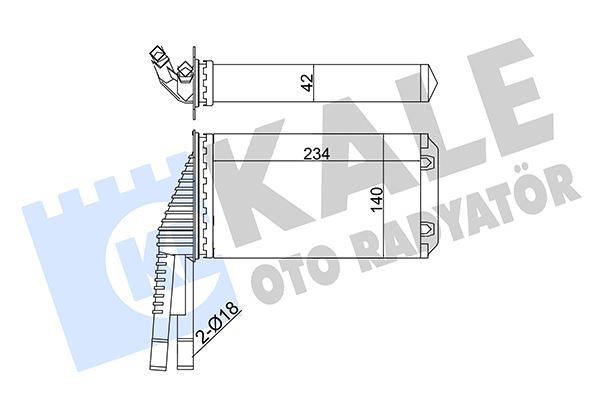 KALE-RADYATOR KALORİFER MEKANİK CITROEN C1-C1 II-PEUGEOT 107-TOYOTA AYGO KALORİFER OEM: 6448P1-870500H010 - KALE 355265 kodlu oto yedek parça görseli