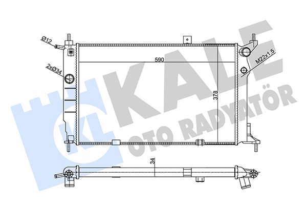 KALE-RADYATOR SU RADYATÖRÜ OPEL ASTRA F 1.4I 1.6I 1.8I 2.0I 91 > MT AC MEKANİK 590x378x34 OEM: 1300116-1300147-52455009 - KALE 357005 kodlu oto yedek parça görseli