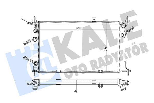 KALE-RADYATOR SU RADYATÖRÜ OPEL ASTRA F 1.4I 1.6I 1.8I 2.0I 91 > AT AC MEKANİK 590x378x34 1300148 OEM: 52459347-52459348-52455010-1300109 - KALE 357010 kodlu oto yedek parça görseli