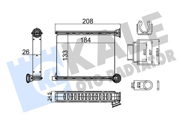KALE-RADYATOR KALORİFER ADYATÖRÜ DACIA DUSTER II 1.5 DCİ 2017 OEM: 271151171R - KALE 357310 kodlu oto yedek parça görseli