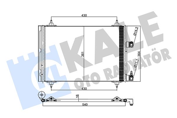 KALE-RADYATOR KLİMA RADYATÖRÜ KONDENSER PEUGEOT P307-P307 SW CITROEN C4-C5 2.0 HDI 01- AL/AL OEM: 6453.FH-6453.FP-6455.AC - KALE 357815 kodlu oto yedek parça görseli
