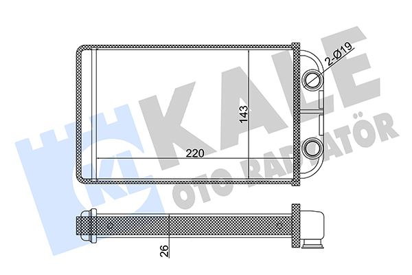 KALE-RADYATOR KALORİFER RADYATÖRÜ TOYOTA HILUX 2.4L 2L-T LN145 4x2 97-04 - ALEMİNYUM OEM: 8710735070 - KALE 358575 kodlu oto yedek parça görseli