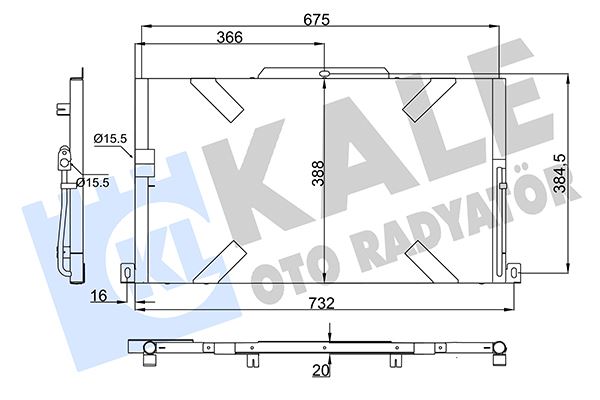 KALE-RADYATOR KLIMA RADYATORU DT244 DT224 DEFENDER L316 07 16 OEM: LR025985-JRB000051 - KALE 358765 kodlu oto yedek parça görseli