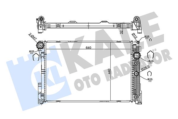 KALE-RADYATOR MOTOR SU RADYATORU MERCEDES GLK-CLASS X204 08 15 W204 C63 AMG 08 14 OEM: A2045003103 - KALE 360180 kodlu oto yedek parça görseli