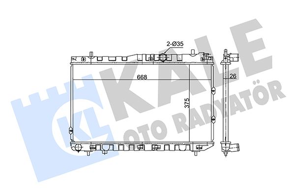 KALE-RADYATOR RADYATÖR KIA CERATO 1.5CRDI 05 MT BRAZING 375X668X26 SU RADYATÖRÜ OEM: 253102F500 - KALE 362730 kodlu oto yedek parça görseli