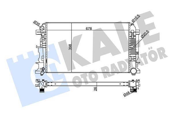 KALE-RADYATOR MOTOR SU RADYATORU MERCEDES SPRINTER B906 . VW CRAFTER 30-35-50 678X398X26 A9065000002-2E0121253A OEM: A9065000002-2E0121253A - KALE 373900 kodlu oto yedek parça görseli