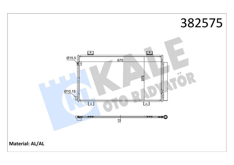 KALE-RADYATOR HONDA CIVIC X FC 1.6İ-DTEC 16 KURUTUCU İLE BRAZING AL/AL 675X376X12 KLİMA RADYATÖRÜ OEM: 80100TGNG01 - KALE 382575 kodlu oto yedek parça görseli