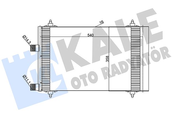 KALE-RADYATOR KLİMA RADYATÖRÜ KONDENSER PEUGEOT P307-P307 SW CITROEN C4-C5 2.0 HDI AL/AL 540x358x16 OEM: 6453.FH-6453.FP-6455.AC - KALE 385600 kodlu oto yedek parça görseli