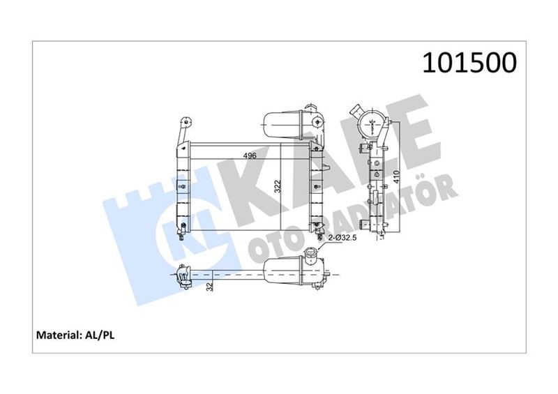 KALE RADYATÖR TMPR-TIPO MEK KLİMASIZ 496x322x23 2 SIRA AL PL SİSTEM 7732873-7632018-46425435 OEM: 7732873-7632018-46425435 - KALE 0108112AL kodlu oto yedek parça görseli
