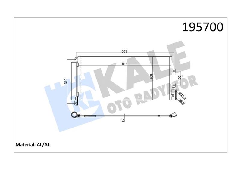 KALE KLİMA KONDENSERİ LINEA 1.3 JTD 628x305x12 1 SIRA ALB SİSTEM 51785227-1785227 OEM: 51785227-1785227 - KALE 010ABC060 kodlu oto yedek parça görseli