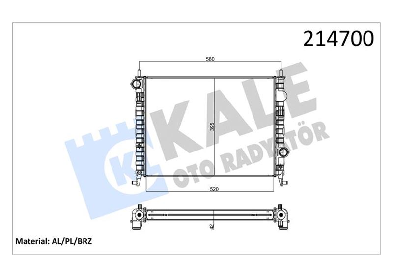 KALE RADYATÖR ALBEA 1.3 JTD-PALIO YM-STRADA 06 AC 520X395x42 2 SIRA ALB SİSTEM 51806901-51718122 OEM: 51806901-51718122 - KALE 0133302AB kodlu oto yedek parça görseli