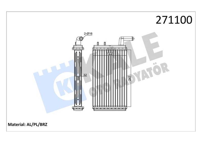 KALE KALORİFER RADYATÖRÜ M131 1600 247x144x32 0181831AB 4327232-85007271 OEM: 4327232-85007271 - KALE 0181832AB kodlu oto yedek parça görseli