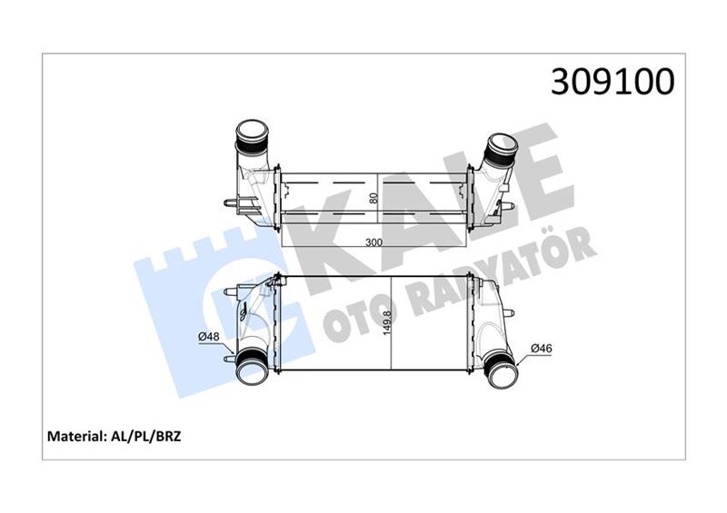 KALE TURBO INTERCOOLER RADYATORU COURIER 14 FIESTA 13 B MAX 12 1.0 ECOBOOST C1B19L440AB-FT766K775AA OEM: C1B19L440AB-FT766K775AA - KALE 020CAC130 kodlu oto yedek parça görseli