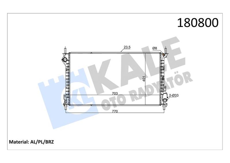 KALE MOTOR SU RADYATORU CONNECT 1.8TDCI 03 06 YA DA 09 13 KLIMALI 8T168005BA-1365996 OEM: 8T168005BA-1365996 - KALE 0222301AB kodlu oto yedek parça görseli