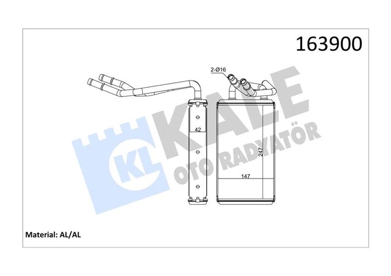 KALE KALORIFER RADYATORU TRANSIT V347 06 KLIMALI 6C1H18476BB-YC1H18B539BB OEM: 6C1H18476BB-YC1H18B539BB - KALE 0288922AB kodlu oto yedek parça görseli