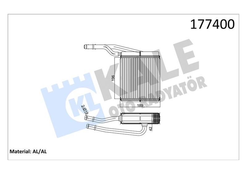 KALE KALORİFER RADYATÖRÜ FOCUS-TOURNEO CONNECT 1.6 16V-1.8 16V-1.8 TDI 207x196x27 2 SIRA ALB 1062254-XS4H18476AB OEM: 1062254-XS4H18476AB - KALE 0289892AB kodlu oto yedek parça görseli