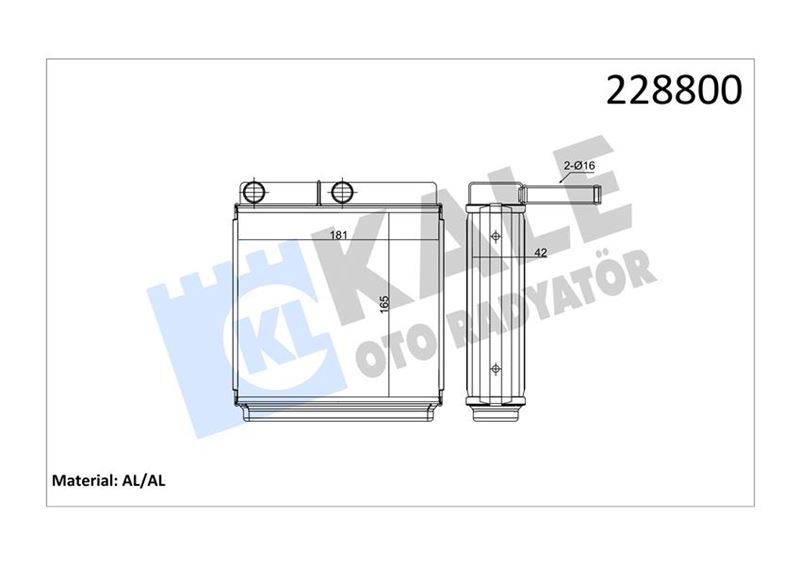 KALE KALORİFER RADYATÖRÜ J9 1 SIRA ALB SİSTEM P.80767 OEM: P.80767 - KALE 0481811AB kodlu oto yedek parça görseli