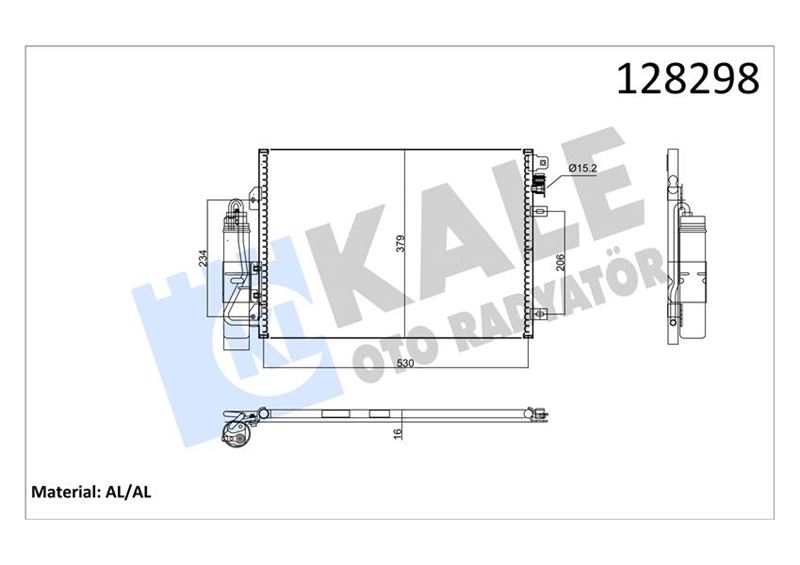 KALE KLİMA KONDENSERİ KURUTUCU İLE CLIO II-KNG 97-01 1-2-1.4-1.5DCI-1.6-1.9 514x376x16 8200106950-8200757789-7700428083 OEM: 8200106950-8200757789-7700428083 - KALE 050ABC030 kodlu oto yedek parça görseli