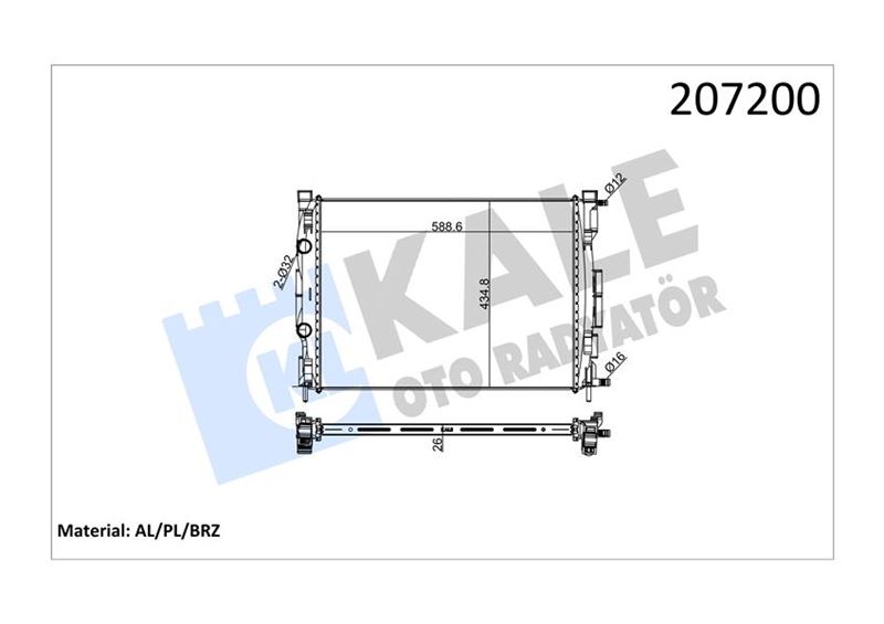 KALE MOTOR SU RADYATÖRÜ RENAULT MEGANE II 02 SCENIC 03 1.5-1.9DCİ/1.4-1.6-2.0 16V AC KLİMASIZ MEK 590x455x32 1 SIRA ALB 8200357536-8200115542 OEM: 8200357536-8200115542 - KALE 0520221AB kodlu oto yedek parça görseli