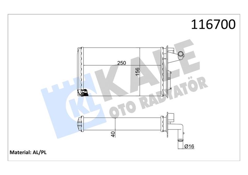 KALE KALORİFER RADYATÖRÜ FIAT TEMPRA 95 01 TİPO 95 01 ALFA ROMEO 145 95 01 146 94 01 155 92 97 250x158x42 2 SIRA AL PL SİSTEM 7754065-7582699-7754068 OEM: 7754065-7582699-7754068 - KALE 1781832AL kodlu oto yedek parça görseli